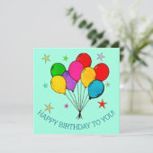 Happy Birthday-ballonnen en sterrenkaarten Bedankkaart (Staand voorkant)
