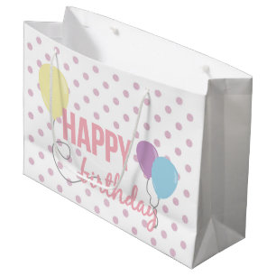 Happy Birthday-ballonnen en Stippen Groot Cadeauzakje
