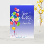 Happy Birthday-ballonnen gepersonaliseerd Kaart (Gele Bloem)