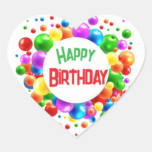 Happy Birthday-ballonnen Hart Sticker