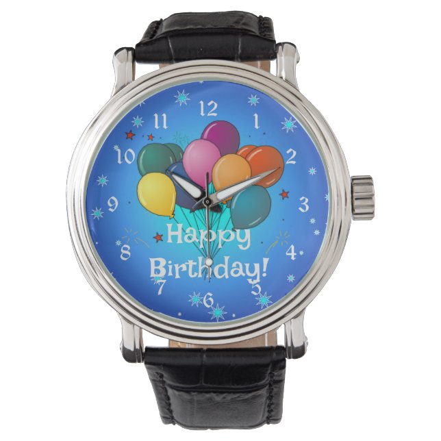 Happy Birthday-ballonnen, Horloge (Voorkant)