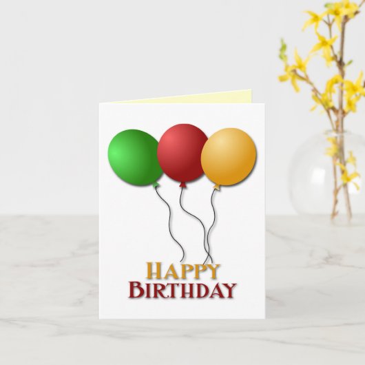 Happy Birthday-ballonnen Kaart (Gele Bloem)