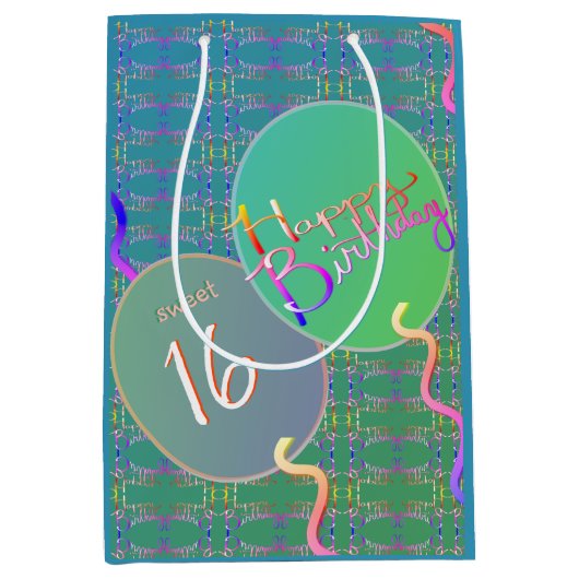 "Happy Birthday" ballonnen Medium Cadeauzakje (Voorkant)