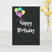 Happy Birthday ballonnen op Glitter Kaart (Gele Bloem)