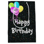 Happy Birthday ballonnen op Glitter Medium Cadeauzakje (Voorkant)