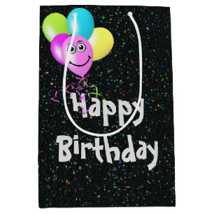 Happy Birthday ballonnen op Glitter Medium Cadeauzakje