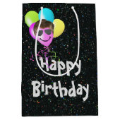 Happy Birthday ballonnen op Glitter Medium Cadeauzakje (Voorkant)
