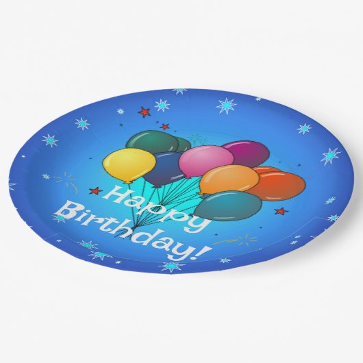 Happy Birthday-ballonnen, Papieren Bordje (Gekanteld)