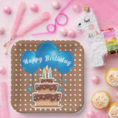 Happy Birthday-ballonnen Papieren Bordje (Feest)