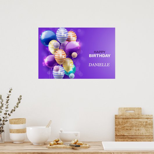Happy Birthday-ballonnen Poster (Keuken)
