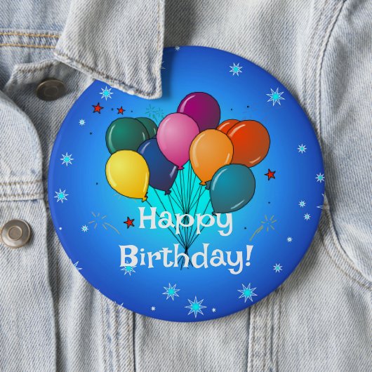 Happy Birthday-ballonnen, Ronde Button 6,0 Cm (In situ)