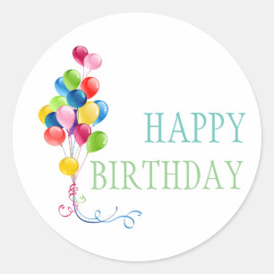 Happy Birthday-ballonnen Ronde Sticker