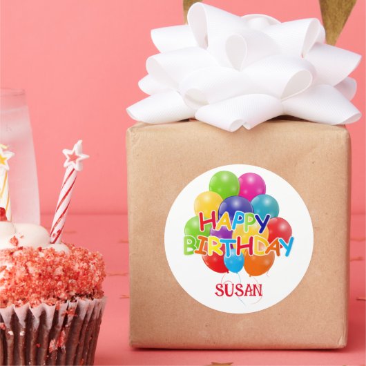 Happy Birthday-ballonnen Ronde Sticker (Feest)