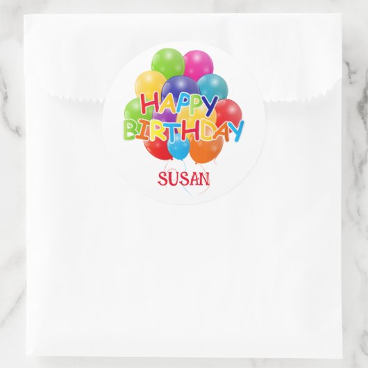 Happy Birthday-ballonnen Ronde Sticker (Tas)