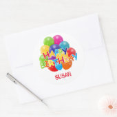 Happy Birthday-ballonnen Ronde Sticker (Envelop)