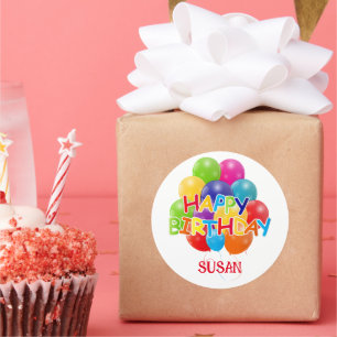 Happy Birthday-ballonnen Ronde Sticker