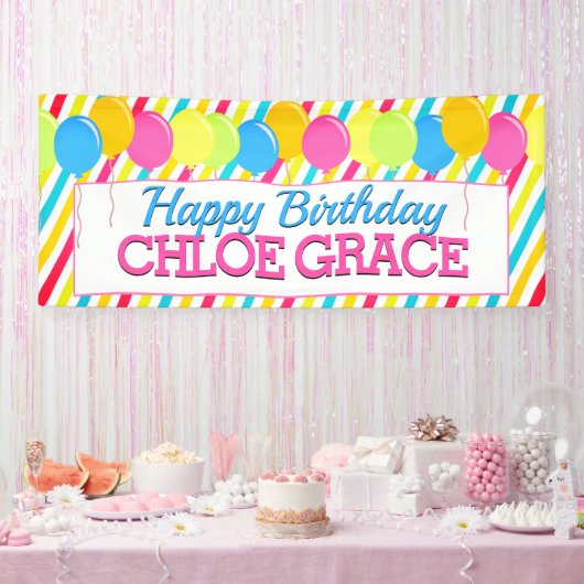 Happy Birthday-ballonnen Spandoek (Feest)