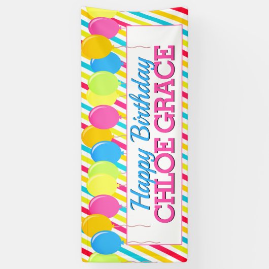 Happy Birthday-ballonnen Spandoek (Verticaal)