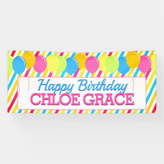 Happy Birthday-ballonnen Spandoek (Horizontaal)
