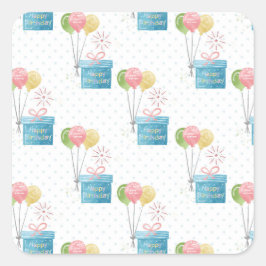 Happy Birthday-ballonnen Vierkante Sticker