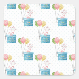 Happy Birthday-ballonnen Vierkante Sticker