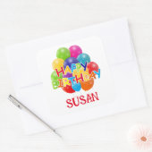 Happy Birthday-ballonnen Vierkante Sticker (Envelop)