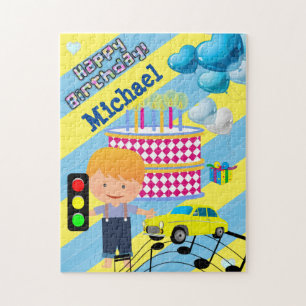 Happy Birthday ballons Cake Boy Cars Legpuzzel