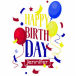 Happy Birthday ballons Colorful Custom Name Staand Fotobeeldje<br><div class="desc">Als u een |Happy Birthday Sign,  gepersonaliseerd met de naam van de persoon,  deze grote kleurrijke ballon en confetti zouden perfect moeten zijn voor die partij of viering</div>