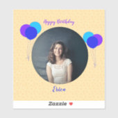 Happy Birthday ballons Custom Photo Text Cutout Sticker (Vel)