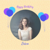 Happy Birthday ballons Custom Photo Text Cutout Sticker (Voorkant)