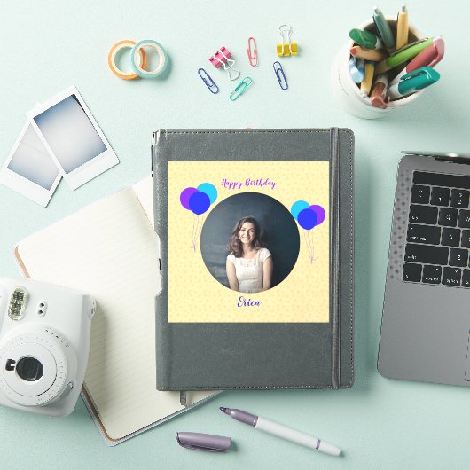 Happy Birthday ballons Custom Photo Text Cutout Sticker (iPad Cover)