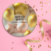 Happy Birthday ballons Gold Glitter elk jaar naam Papieren Bordje