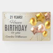 Happy Birthday ballons Gold Glitter je leeftijdsna Spandoek (Horizontaal)