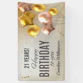 Happy Birthday ballons Gold Glitter je leeftijdsna Spandoek (Verticaal)
