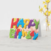 Happy Birthday Ballons Kaart (Gele Bloem)