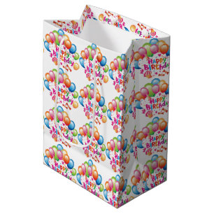 Happy Birthday-ballons Middelgrote Gift-tas Medium Cadeauzakje