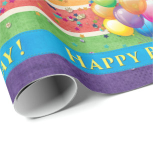 Happy Birthday-ballons Multi-Color Cadeaupapier