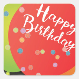 Happy Birthday Balloon en Confetti Celebration Vierkante Sticker
