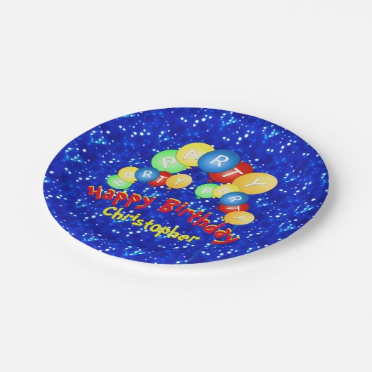 Happy Birthday Balloon Fun Papieren Bordje (Gekanteld)