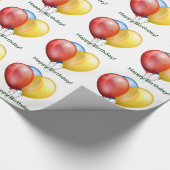 Happy Birthday Balloon Gift Wrap Cadeaupapier (Hoek)