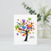 Happy Birthday Balloon Heart Tree Kaart (Staand voorkant)