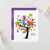 Happy Birthday Balloon Heart Tree Kaart (Voorkant / Achterkant in situ)