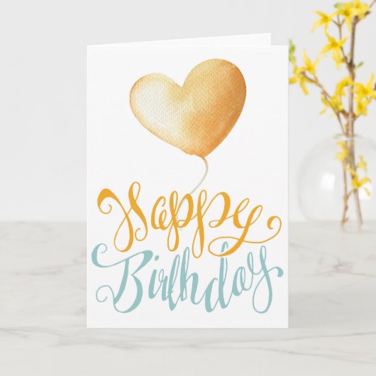 Happy Birthday Balloon Kaart (Gele Bloem)