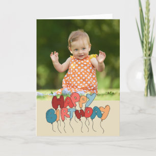 Happy Birthday Balloon letters Folded Photo Kaart