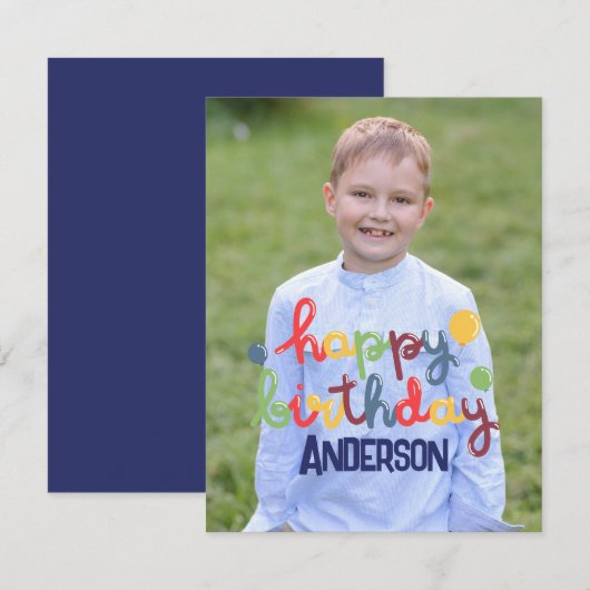 Happy Birthday Balloon  Notitiekaartje (Voorkant / Achterkant)