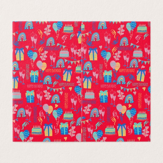 Happy Birthday Balloon, Streamers en Cake Kaart (Buitenkant ongevouwen)