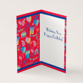 Happy Birthday Balloon, Streamers en Cake Kaart (Binnen)