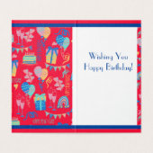 Happy Birthday Balloon, Streamers en Cake Kaart (Binnenkant ongevouwen)