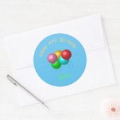 Happy Birthday Balloons Aangepast tekstjaar Ronde Sticker (Envelop)