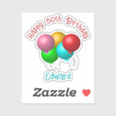 Happy Birthday Balloons Aangepast tekstjaar Sticker (Vel)